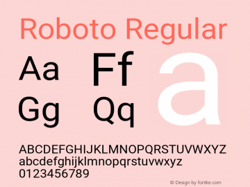 Roboto Regular Version 2.136; 2016 Font Sample