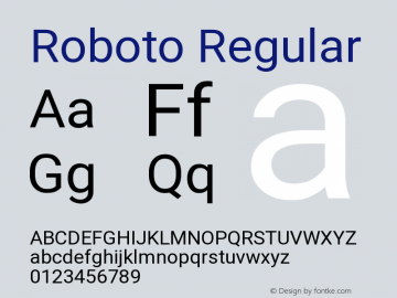 Roboto Regular Version 2.136 Font Sample