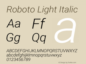 Roboto Light Italic Version 2.136图片样张