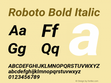 Roboto Bold Italic Version 2.136 Font Sample