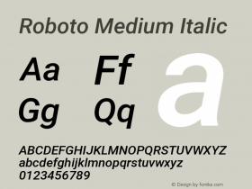 Roboto Medium Italic Version 2.136图片样张
