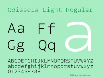 Odisseia Light Regular Version 1.005;PS 001.005;hotconv 1.0.88;makeotf.lib2.5.64775 Font Sample