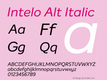 Intelo Alt Italic Version 1.000;PS 001.000;hotconv 1.0.88;makeotf.lib2.5.64775图片样张