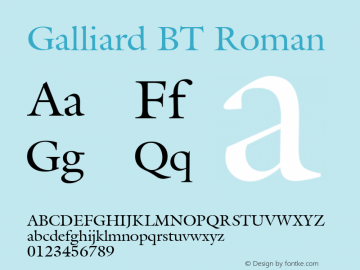 Galliard BT Roman mfgpctt-v1.53 Friday, January 29, 1993 10:46:05 am (EST)图片样张