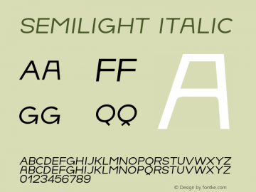 SemiLight Italic Version 1.001;Fontself Maker 1.0.3 Font Sample