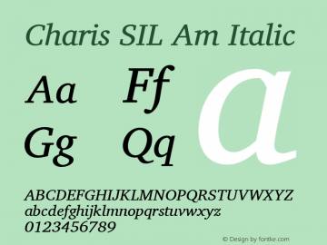 Charis SIL Am Italic Version 5.000 Font Sample