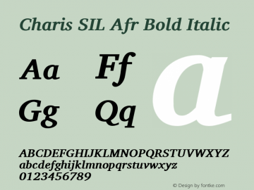 Charis SIL Afr Bold Italic Version 5.000 Font Sample