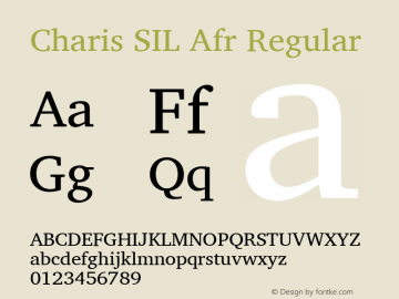Charis SIL Afr Regular Version 5.000 Font Sample