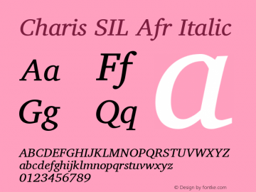 Charis SIL Afr Italic Version 5.000 Font Sample