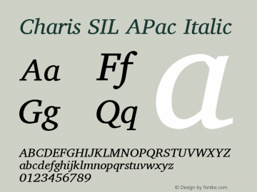 Charis SIL APac Italic Version 5.000 Font Sample