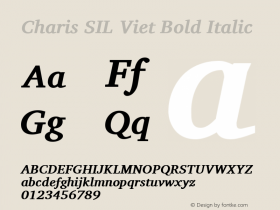 Charis SIL Viet Bold Italic Version 5.000 Font Sample