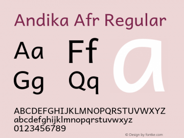 Andika Afr Regular Version 5.000 Font Sample