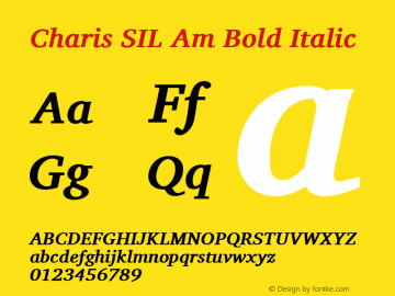 Charis SIL Am Bold Italic Version 5.000 Font Sample