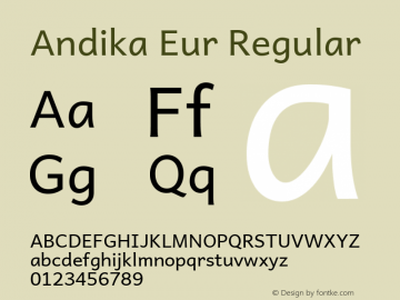 Andika Eur Regular Version 5.000 Font Sample