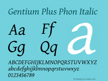 Gentium Plus Phon Italic Version 5.000 Font Sample