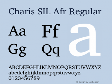 Charis SIL Afr Regular Version 5.000 Font Sample