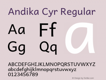 Andika Cyr Regular Version 5.000 Font Sample
