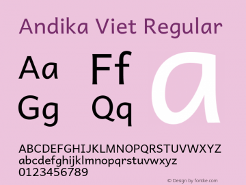 Andika Viet Regular Version 5.000 Font Sample