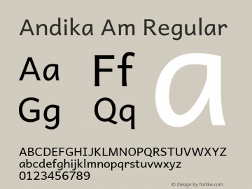 Andika Am Regular Version 5.000 Font Sample
