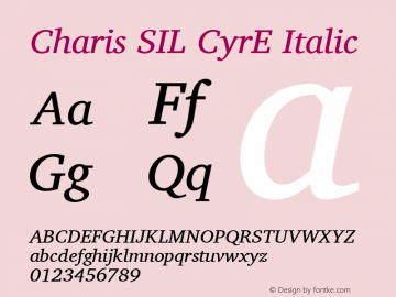 Charis SIL CyrE Italic Version 5.000 Font Sample