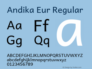 Andika Eur Regular Version 5.000 Font Sample