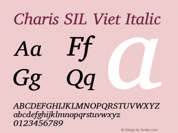 Charis SIL Viet Italic Version 5.000 Font Sample