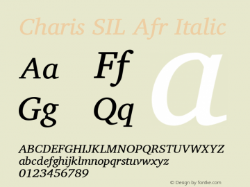 Charis SIL Afr Italic Version 5.000 Font Sample