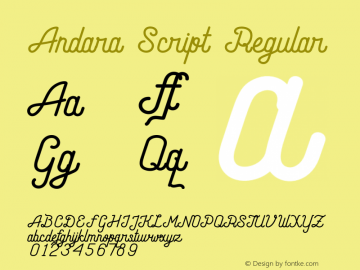 Andara Script Regular Unknown Font Sample