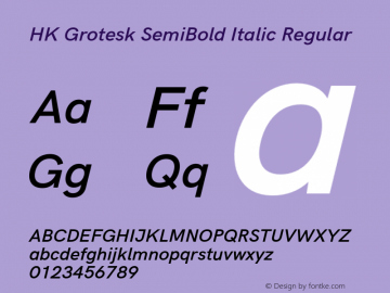 HK Grotesk SemiBold Italic Regular Version 1.045;PS 001.045;hotconv 1.0.88;makeotf.lib2.5.64775 Font Sample