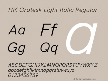 HK Grotesk Light Italic Regular Version 1.045图片样张