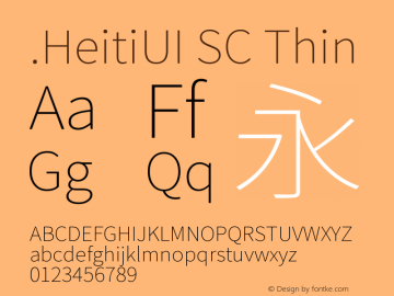 .HeitiUI SC Thin 9.0d8e1 Font Sample