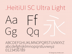 .HeitiUI SC Ultra Light 10.0d4e2图片样张