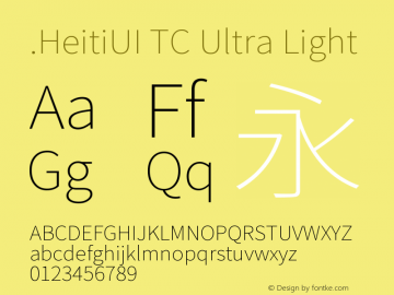 .HeitiUI TC Ultra Light 9.0d9e3图片样张