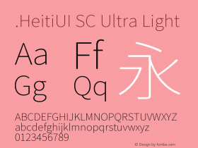 .HeitiUI SC Ultra Light 9.0d9e3图片样张