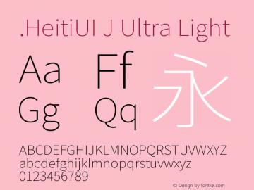 .HeitiUI J Ultra Light 9.0d9e3 Font Sample