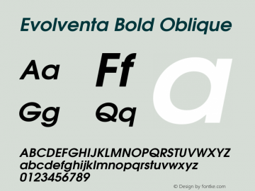 Evolventa Bold Oblique Version 1.0 ; ttfautohint (v1.6)图片样张