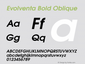 Evolventa Bold Oblique Version 1.0 ; ttfautohint (v1.6)图片样张