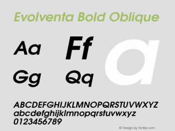 Evolventa Bold Oblique Version 1.0 ; ttfautohint (v1.6) Font Sample