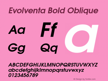 Evolventa Bold Oblique Version 1.0 Font Sample