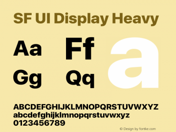 SF UI Display Heavy 12.0d6e2 Font Sample