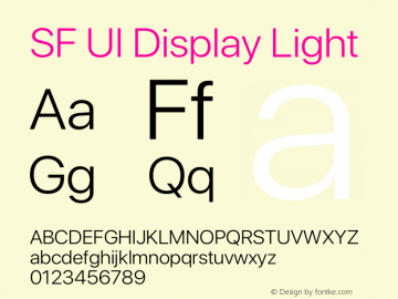 SF UI Display Light 12.0d6e2 Font Sample
