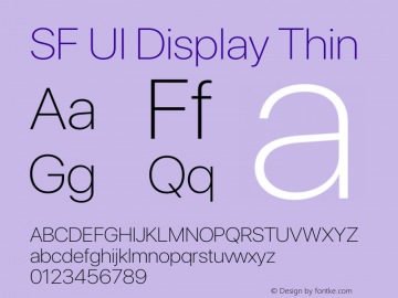 SF UI Display Thin 12.0d6e2 Font Sample