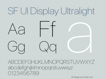 SF UI Display Ultralight 12.0d6e2 Font Sample