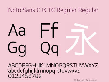 Noto Sans CJK TC Regular Regular Version 1.005;PS 1.005;hotconv 1.0.96;makeotf.lib2.5.65012 Font Sample