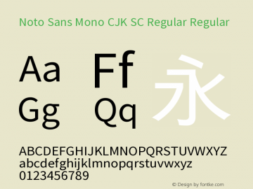 Noto Sans Mono CJK SC Regular Regular Version 1.005;PS 1.005;hotconv 1.0.96;makeotf.lib2.5.65012图片样张