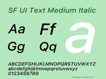 SF UI Text Medium Italic 12.0d6e2 Font Sample
