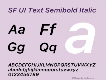 SF UI Text Semibold Italic 12.0d6e2 Font Sample