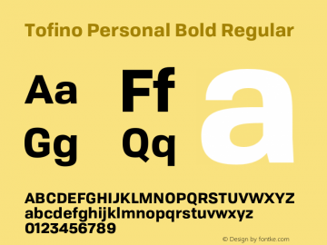 Tofino Personal Bold Regular Version 2.200 Font Sample