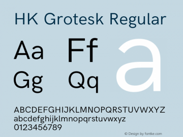 HK Grotesk Regular Version 1.045;PS 001.045;hotconv 1.0.88;makeotf.lib2.5.64775图片样张