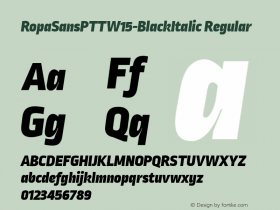 RopaSansPTTW15-BlackItalic Regular Version 2.10 Font Sample